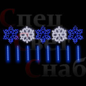 Уличная световая перетяжка Снежинки Синяя/Белая. 3,2*0,65 м